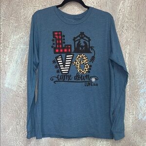 Love Came Down Blue Long Sleeve Tee